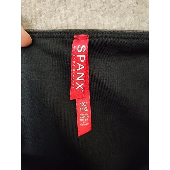 SPANX shape Faux Leather Legging Women 1X Black Power Waistband Core Compression - Picture 5 of 7